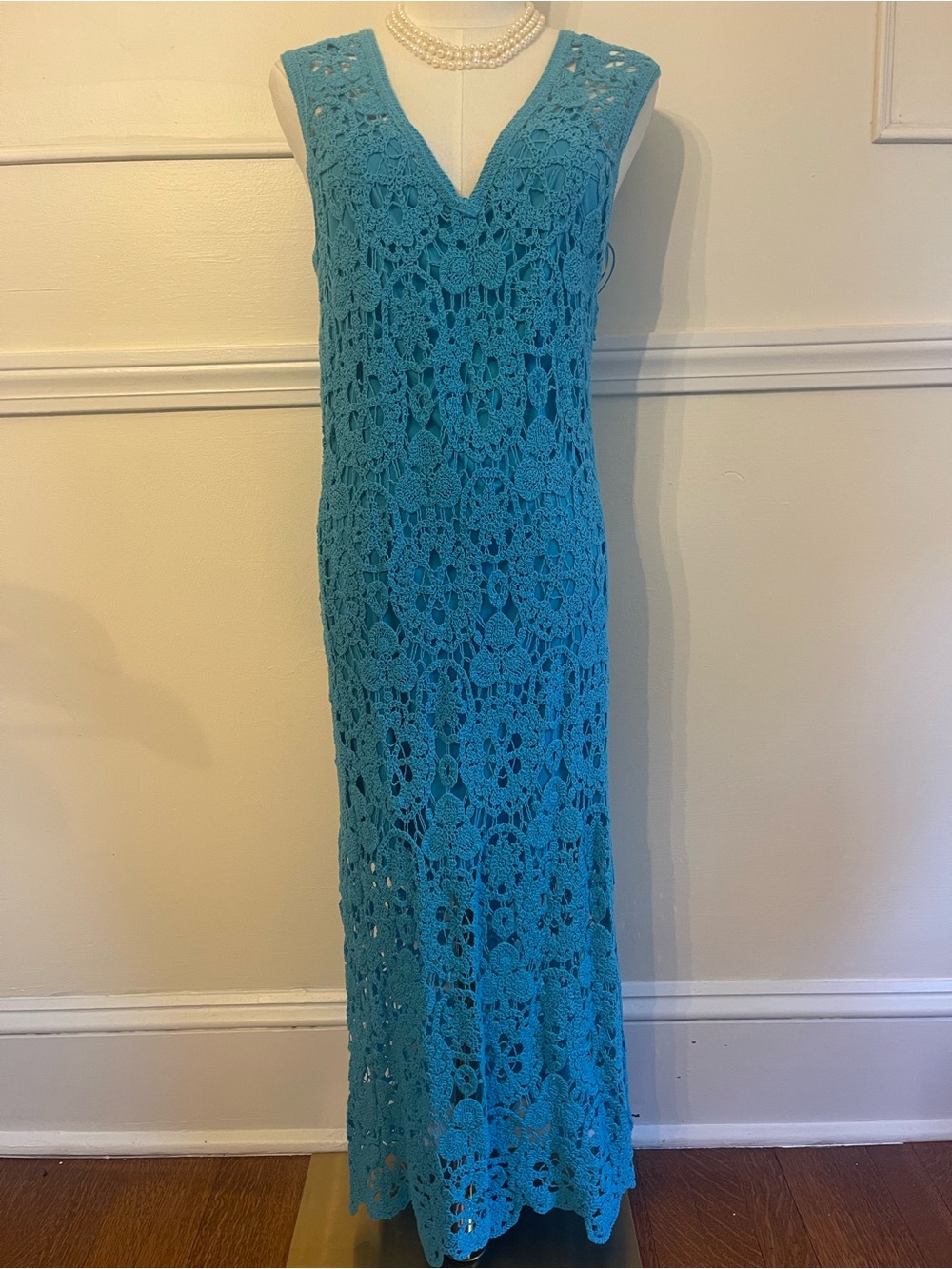House of Harlow 1960 Turquoise Crochet Maxi Dress